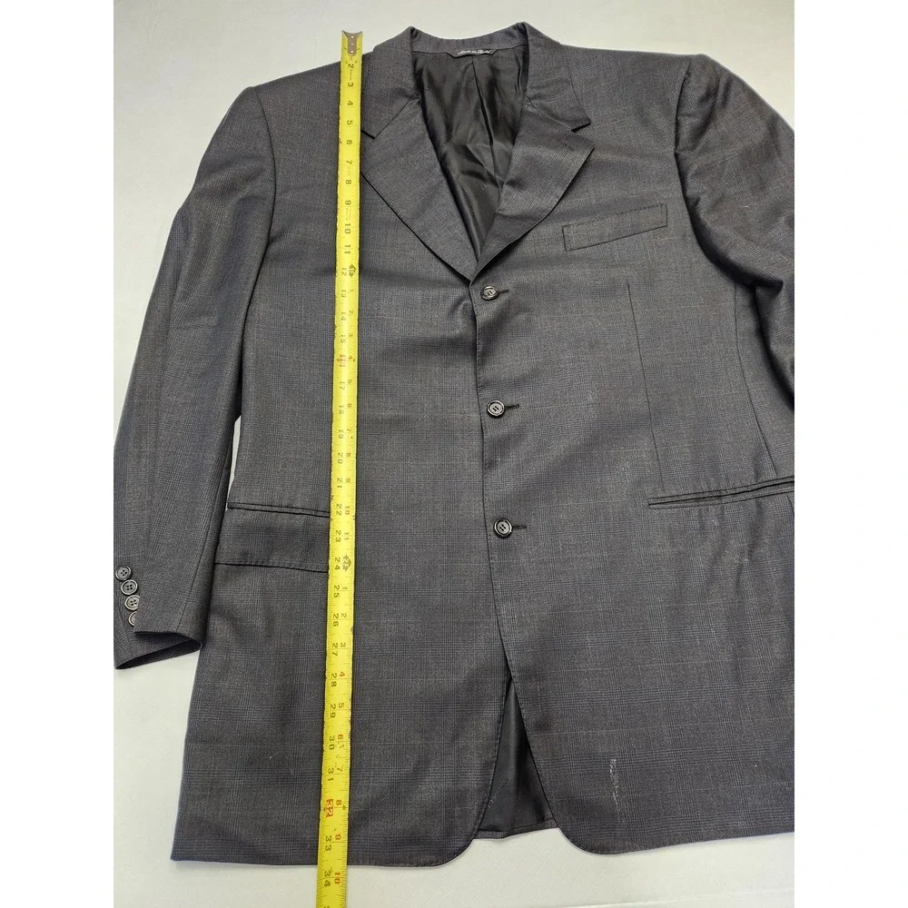 Canali Suit Mens 58L 44W Black Check Wool Super 150s 2 Piece Made In Italy